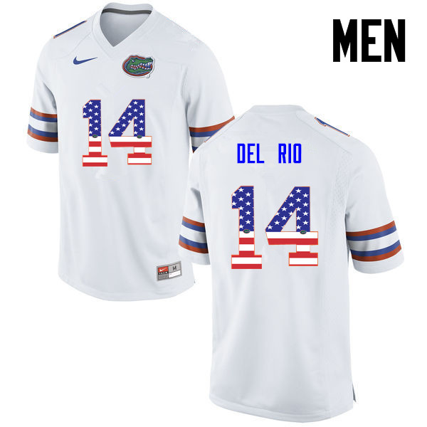 Men Florida Gators #14 Luke Del Rio College Football USA Flag Fashion Jerseys-White - Click Image to Close